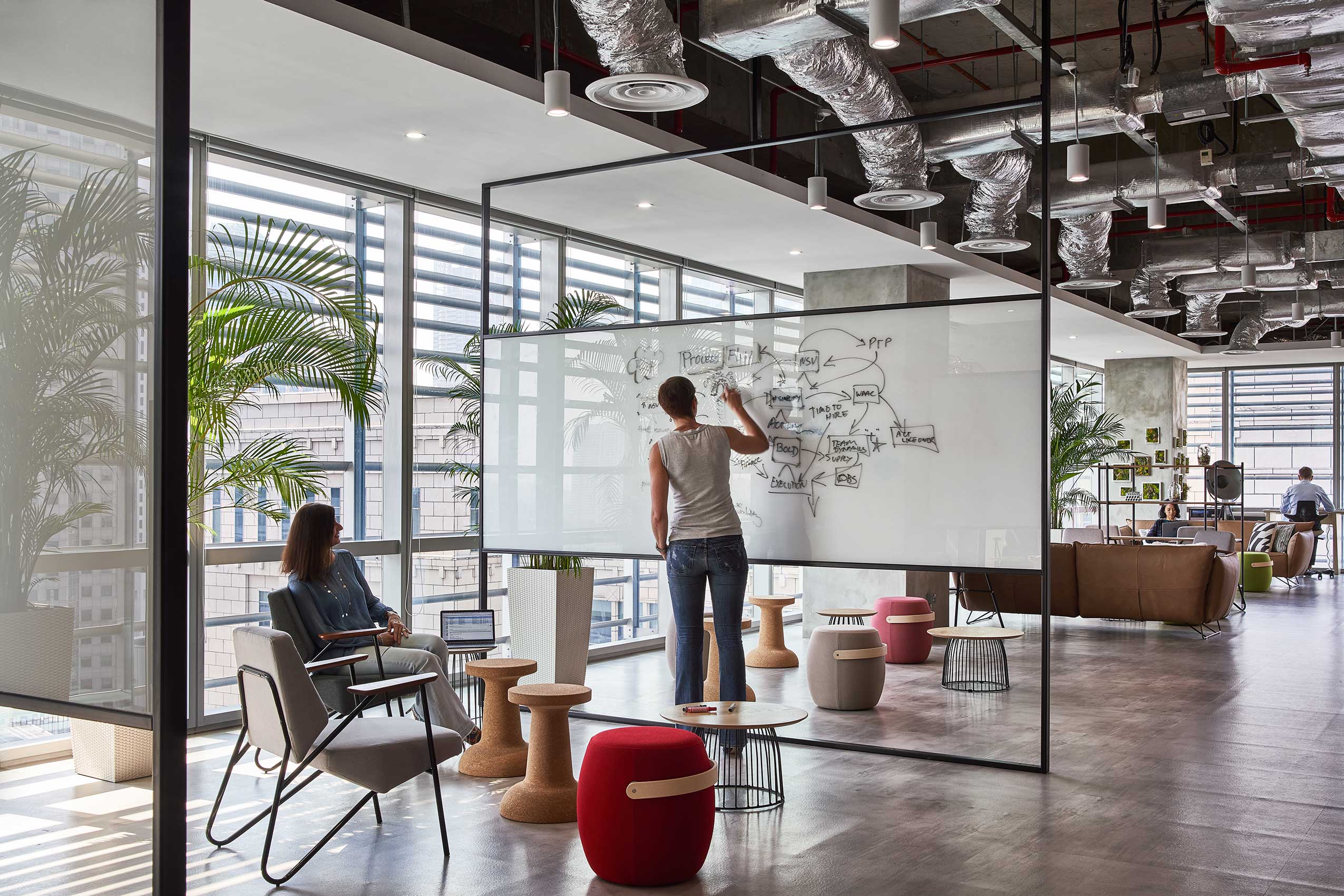 Offecct On Point stools in collabration space at Diageo offices | Photo : Owen Raggett