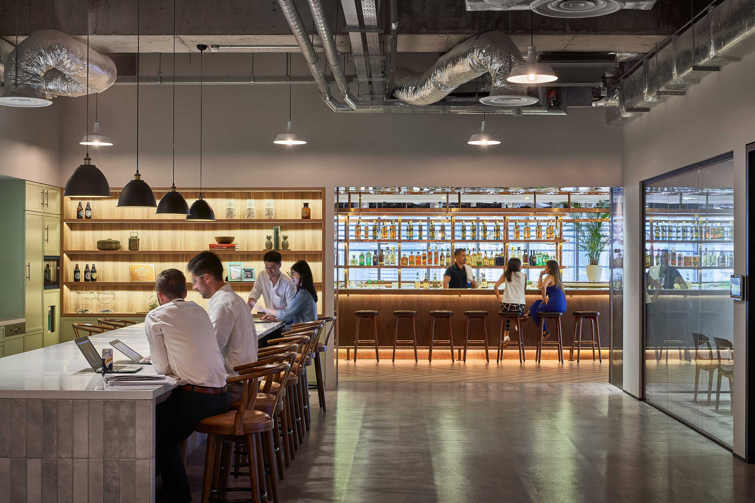 Bar area at Diageo offices | Photo : Owen Raggett