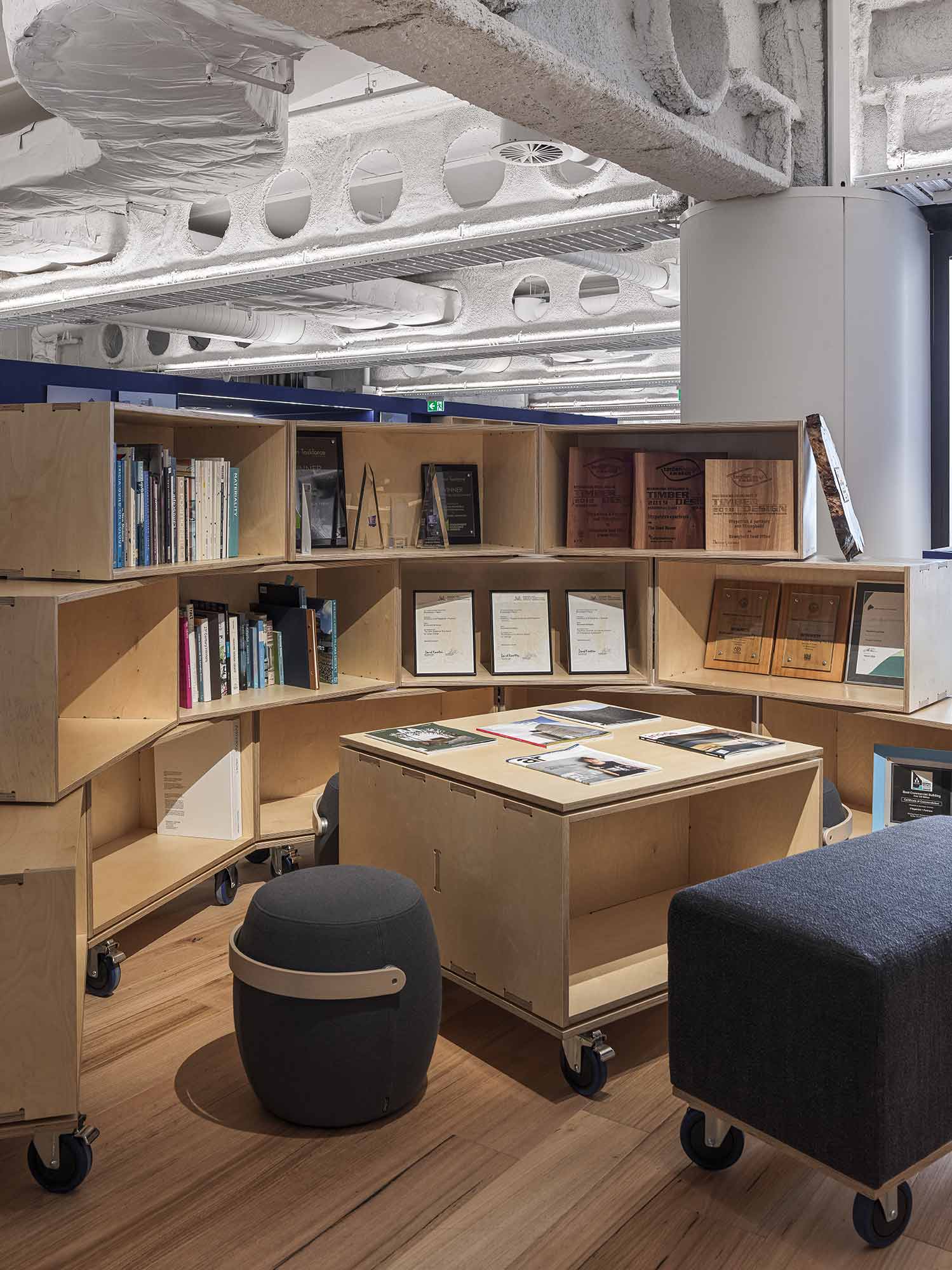 Offecct Carry On stoolks in library space at Fitzpatrick & Partners office | Photo : Mark Syke