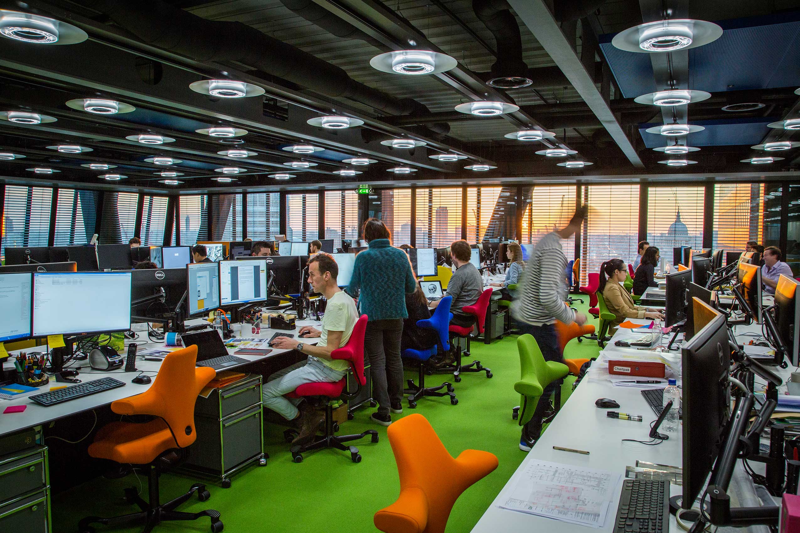 HÅG Capisco chairs in open office space at RSHP Architects Office, London | Photo : Paul Raftery