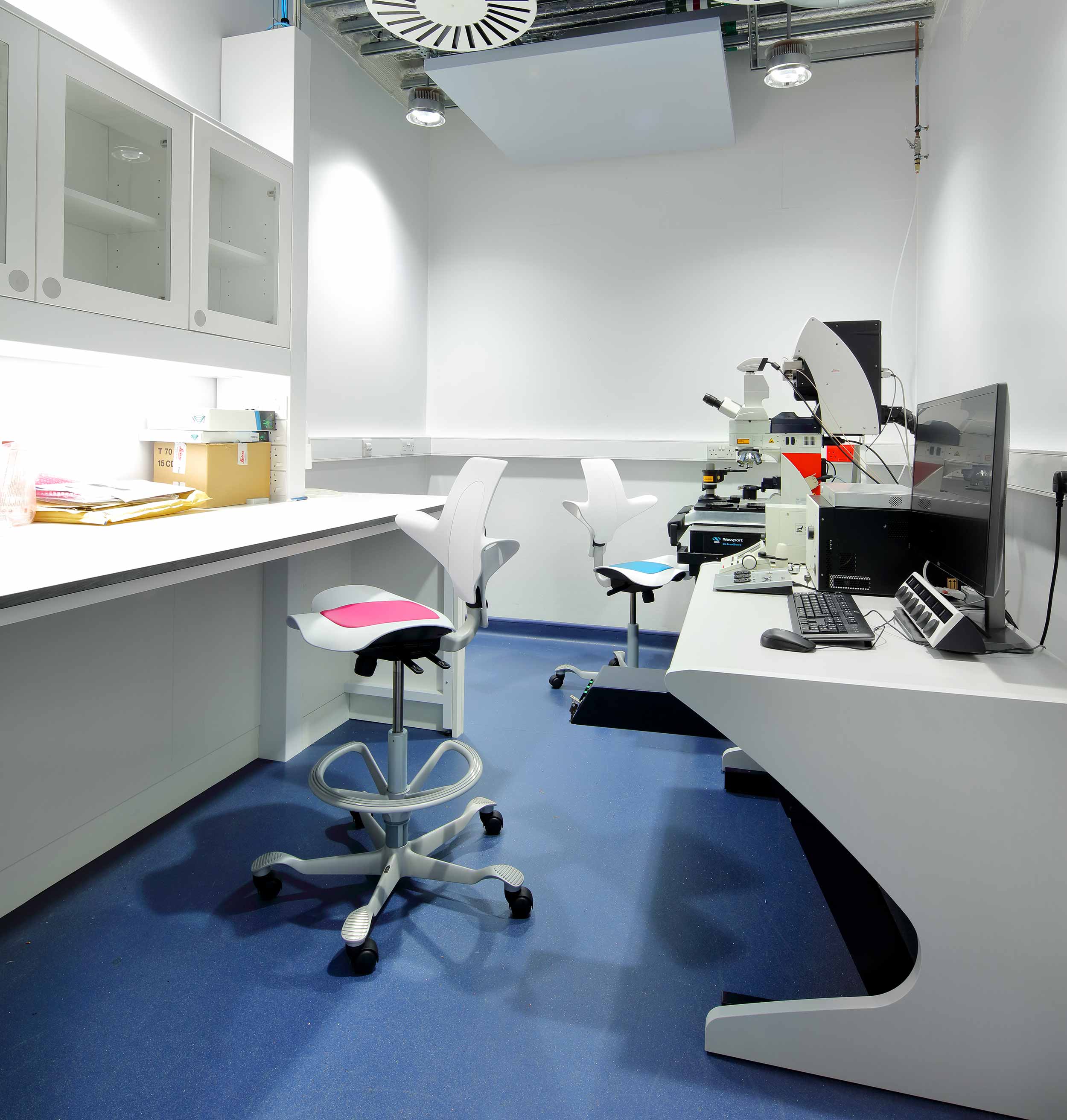 colourful seatpads for chairs used in labs and cleanrooms